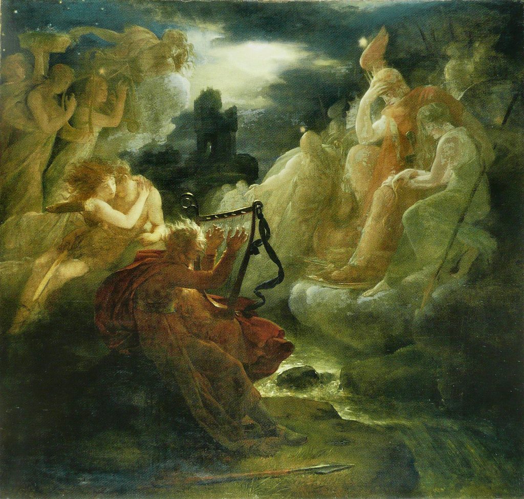 Ossian évoque les fantômes au son de la harpe sur les bords du Lora