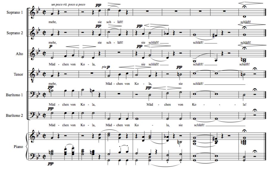 Fig. 7: J. Brahms, 3 Canciones, op. 42, no. 3, "Darthulas Grabesgesang", cc. 100-107 (final)