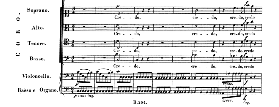 Fig. 1: L. van Beethoven, Credo de la Misa en Do mayor, Op. 86, cc. 1-9